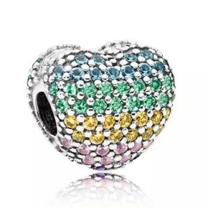 Rainbow Hearts, Multi-Colored CZ & Crystals Charm